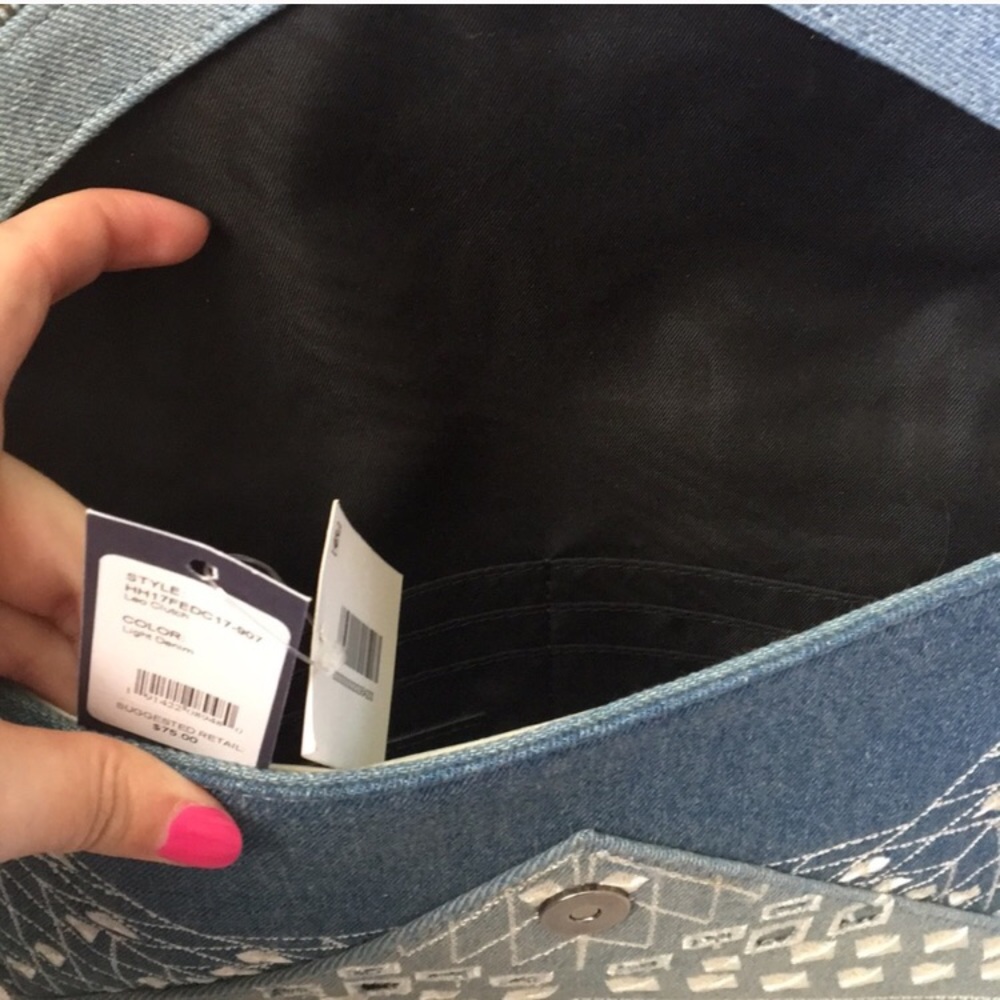 ⭐️SALE⭐️ NWT Rebecca Minkoff Light Denim Clutch - Picture 8 of 8